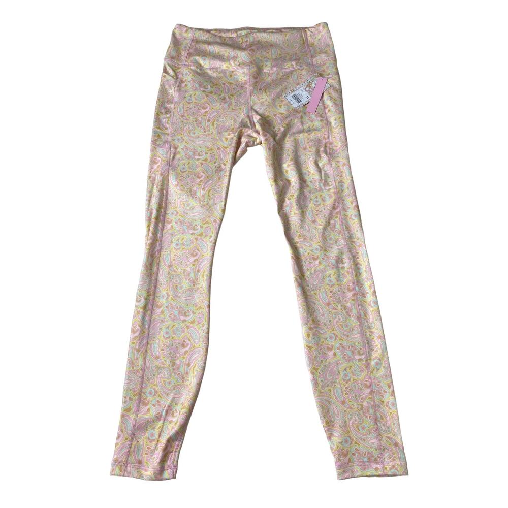 Kinsie Women’s Bubblegum Paisley Pocket Performance Leggings sz Lg NWT